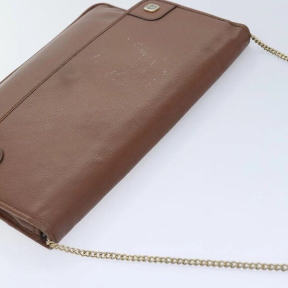 Christian Dior Chain Shoulder Bag Leather Brown Auth yk15370 - Picture 7 of 15